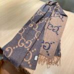GG JACQUARD PATTERN KNIT SCARF 195 CM WITH TASSELS PIGEON BLUE 403745 - 图片 3