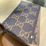 GG JACQUARD PATTERN KNIT SCARF 195 CM WITH TASSELS PIGEON BLUE 403745 - 图片 6