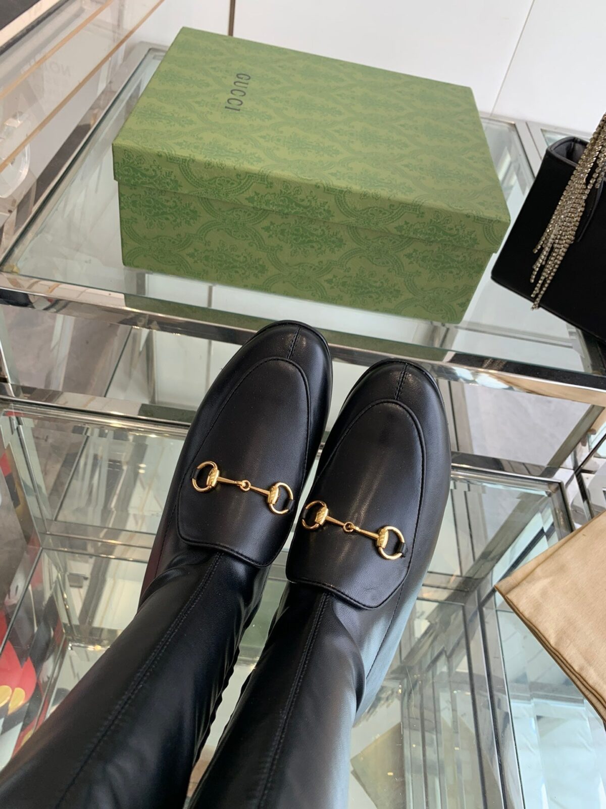 GG KNEE HIGH BOOTS WITH HORSEBIT IN BLACK CALFSKIN - 图片 4