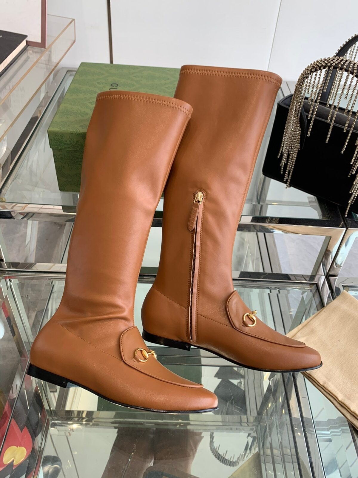 GG KNEE HIGH BOOTS WITH HORSEBIT IN CHOCOLATE BROWN CALFSKIN - 图片 7