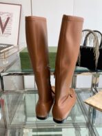 GG KNEE HIGH BOOTS WITH HORSEBIT IN CHOCOLATE BROWN CALFSKIN - 图片 4