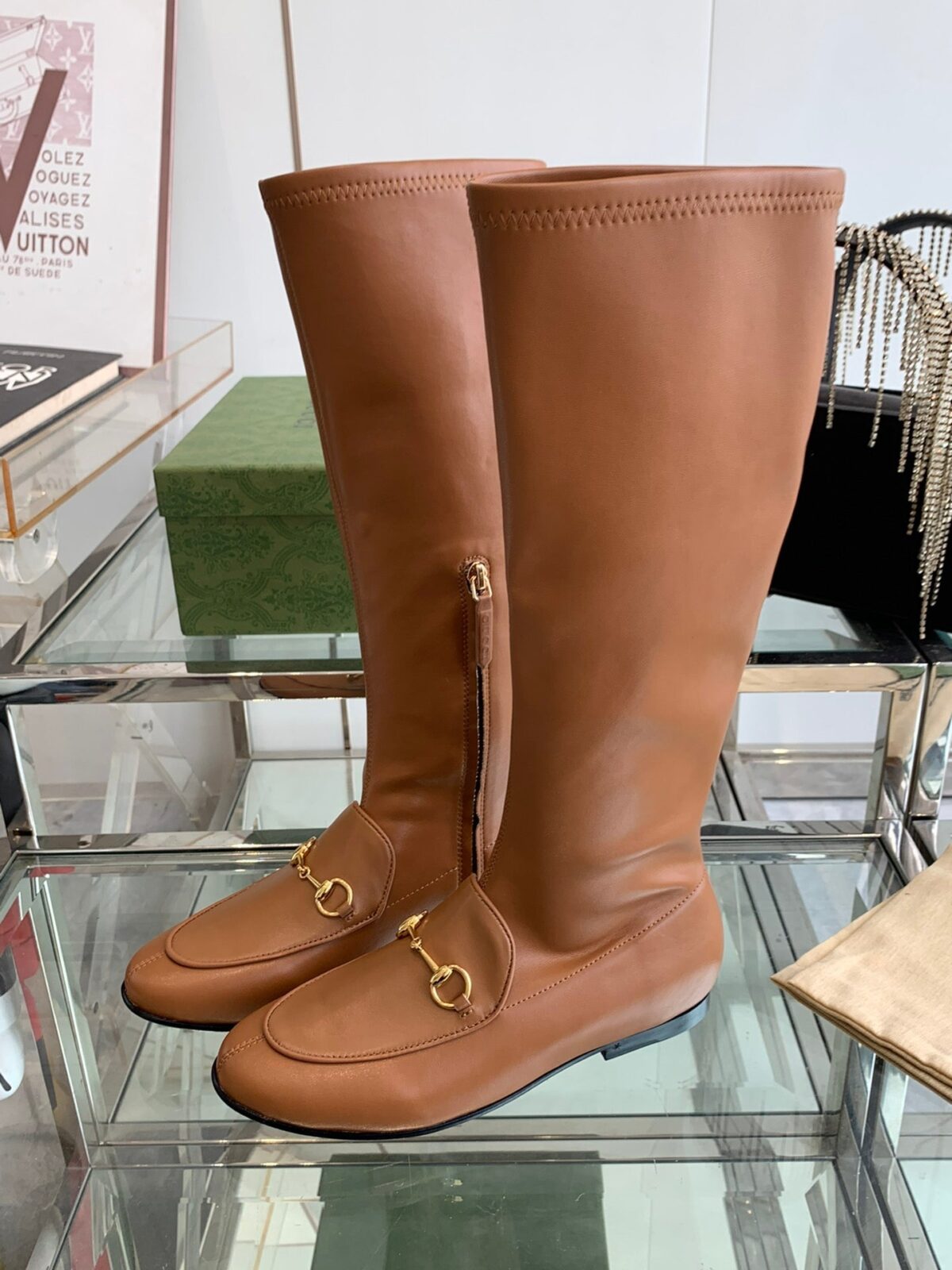 GG KNEE HIGH BOOTS WITH HORSEBIT IN CHOCOLATE BROWN CALFSKIN - 图片 9