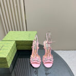 CRYSTAL HORSEBIT STRAPPY SANDAL 10.5CM IN LIGHT PINK PATENT LEATHER - 图片 4