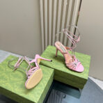 CRYSTAL HORSEBIT STRAPPY SANDAL 10.5CM IN LIGHT PINK PATENT LEATHER - 图片 5