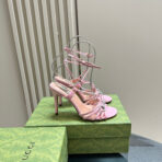 CRYSTAL HORSEBIT STRAPPY SANDAL 10.5CM IN LIGHT PINK PATENT LEATHER - 图片 2