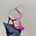 CRYSTAL HORSEBIT STRAPPY SANDAL 10.5CM IN HOT PINK PATENT LEATHER - 图片 9