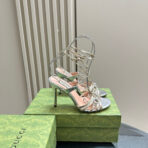 CRYSTAL HORSEBIT STRAPPY SANDAL 10.5CM IN PASTEL YELLOW PATENT LEATHER - 图片 7