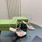 CRYSTAL HORSEBIT STRAPPY SANDAL 10.5CM IN PASTEL YELLOW PATENT LEATHER - 图片 9