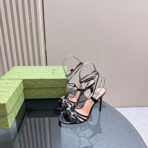 CRYSTAL HORSEBIT STRAPPY SANDAL 10.5CM IN BLACK PATENT LEATHER - 图片 4