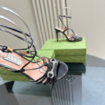 CRYSTAL HORSEBIT STRAPPY SANDAL 10.5CM IN BLACK PATENT LEATHER - 图片 5