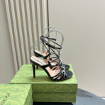 CRYSTAL HORSEBIT STRAPPY SANDAL 10.5CM IN BLACK PATENT LEATHER - 图片 7