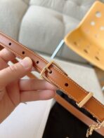 CL BELT 18MM IN BROWN TAURILLON CALFSKIN GOLD BUCKLE - 图片 3