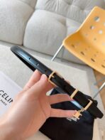 CL BELT 18MM IN BLACK TAURILLON GLOSSY CALFSKIN GOLD BUCKLE - 图片 4