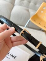 CL BELT 18MM IN BLACK TAURILLON GLOSSY CALFSKIN GOLD BUCKLE - 图片 8