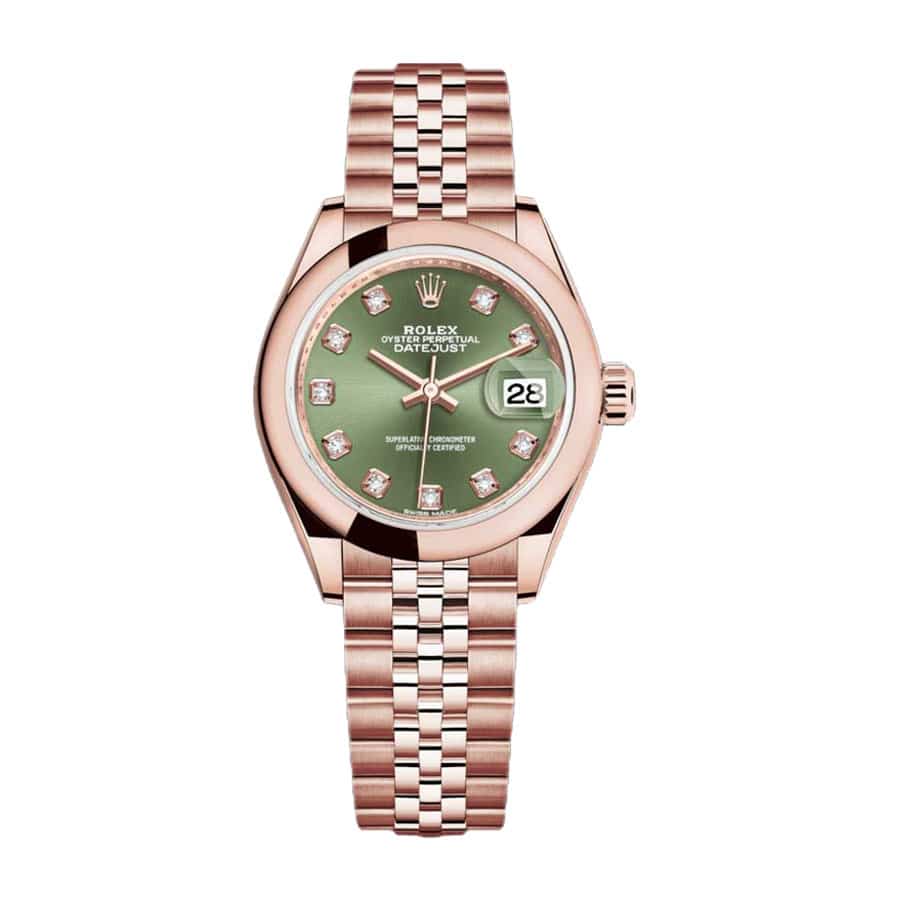 rolex-datejust-28mm-279165-everose-gold-automatic-green-with-diamond-dial.jpg Rolex With Diamond Replica - 图片 1