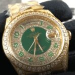 Rolex Datejust Yellow Gold Green Dial Iced out 118348 Replica - 图片 2