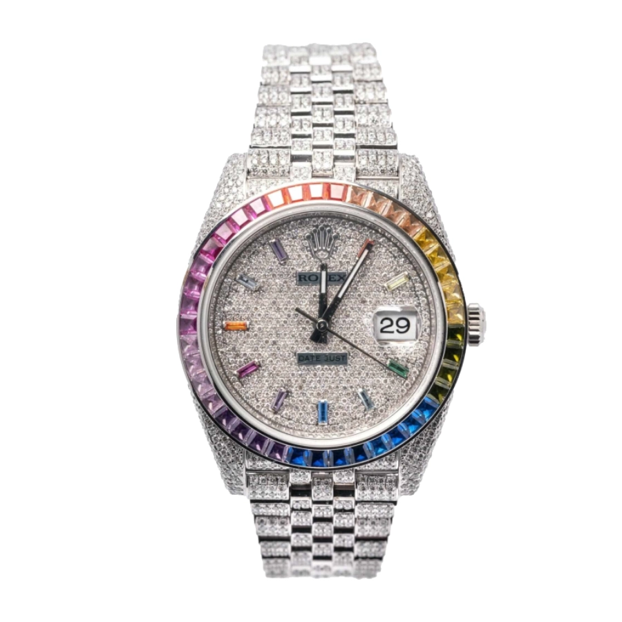 rolex-datejust-iced-out-rainbow-replica-1.webp Rolex Datejust 126300 Iced Out Rainbow Replica - 图片 1