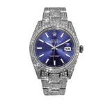 Rolex Datejust White Gold Blue Dial Iced Out 126300 Replica