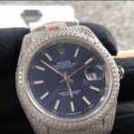 Rolex Datejust White Gold Blue Dial Iced Out 126300 Replica - 图片 3