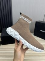 Armani high-top sock-style men's autumn and winter new knitted ankle sock shoes. - 图片 8