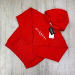 Givenchy Men’s Red Cracked Logo Pullover Hoodie