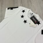 Givenchy Men’s White T-shirt Neckline Black Stars - 图片 2