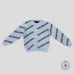 Balenciaga All Over Logo Sweater in Grey