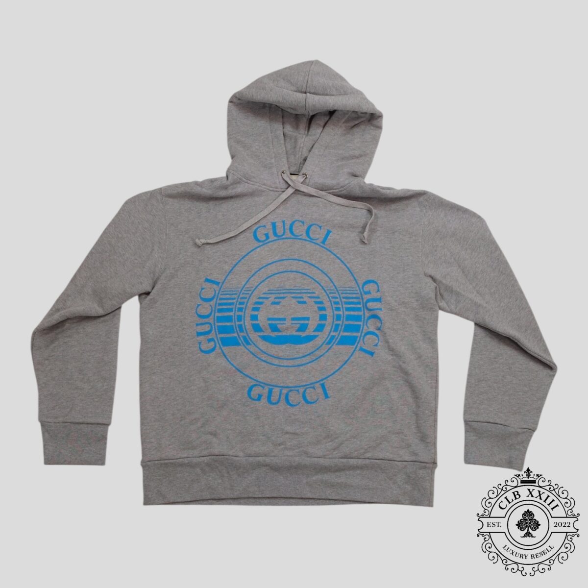 Gucci Record Print Pullover Hoodie in Grey - 图片 1
