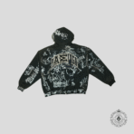 Balenciaga Graffiti Zip-Up Hoodie in Black/White - 图片 2