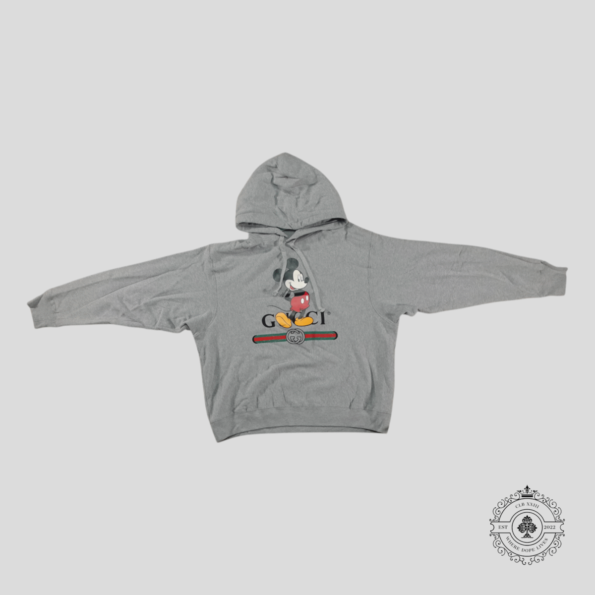 Gucci Mickey Mouse Print Hoodie in Grey - 图片 1