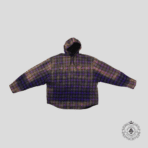 Balenciaga Bleached Check Flannel Hooded Overshirt in Purple