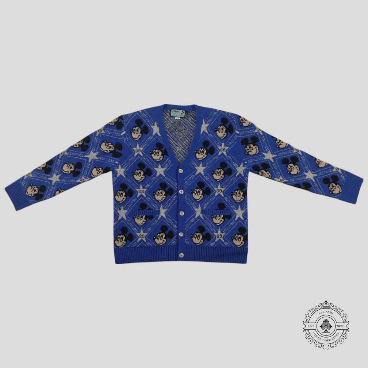 Gucci X Disney Wool Intarsia Cardigan in Blue - 图片 1