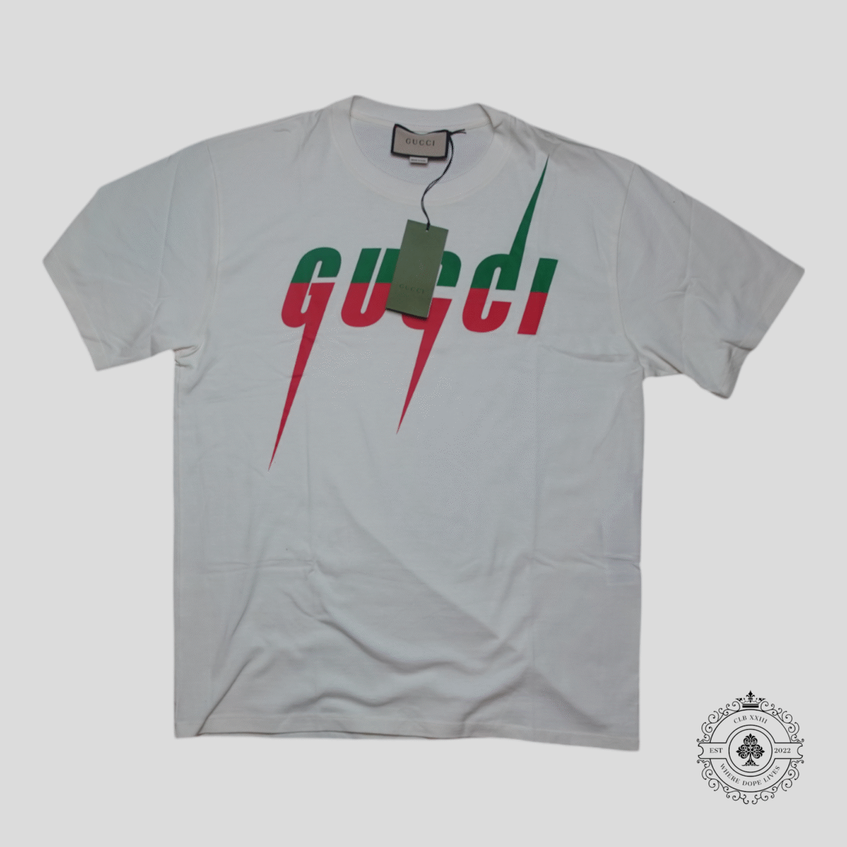 Gucci Blade Print T-Shirt in White/Green/Red - 图片 1
