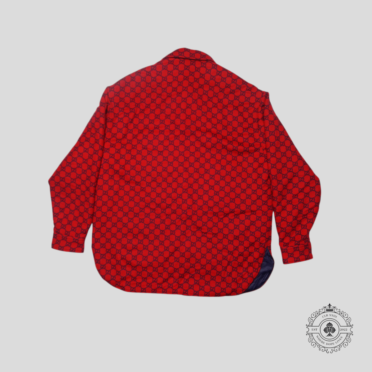 Gucci Brushed GG Flannel Jacket in Red/Navy - 图片 2