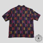 Gucci Jumbo GG Silk Button Up Shirt in Navy Blue/Multicolor - 图片 2