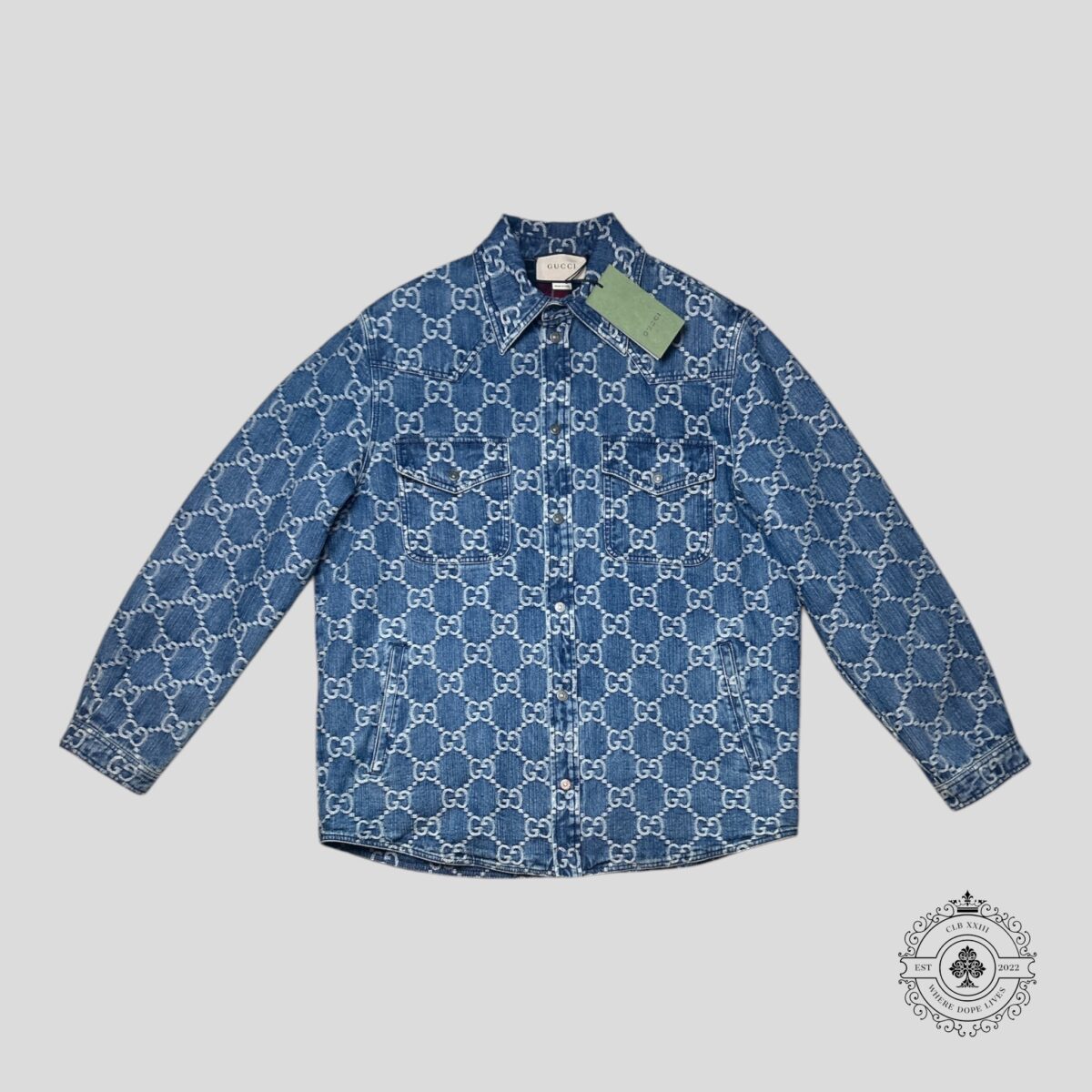Gucci Jacquard Denim Jacket in Medium Wash - 图片 1