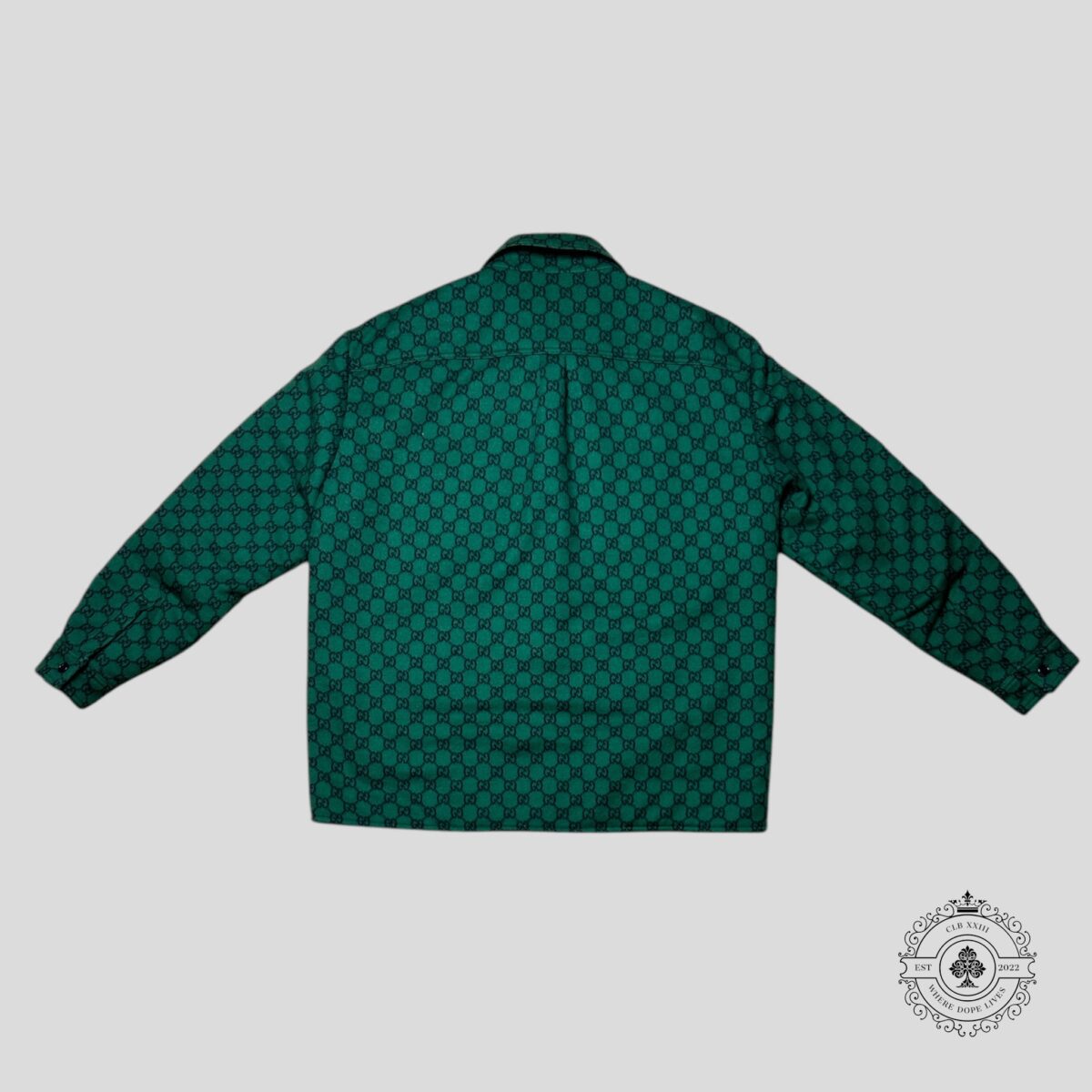 Gucci Jacquard Wool Flannel Jacket in Green/Black - 图片 2