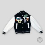 LOUIS VUITTON CROCHET FLOWERS VARSITY JACKET - BLACK