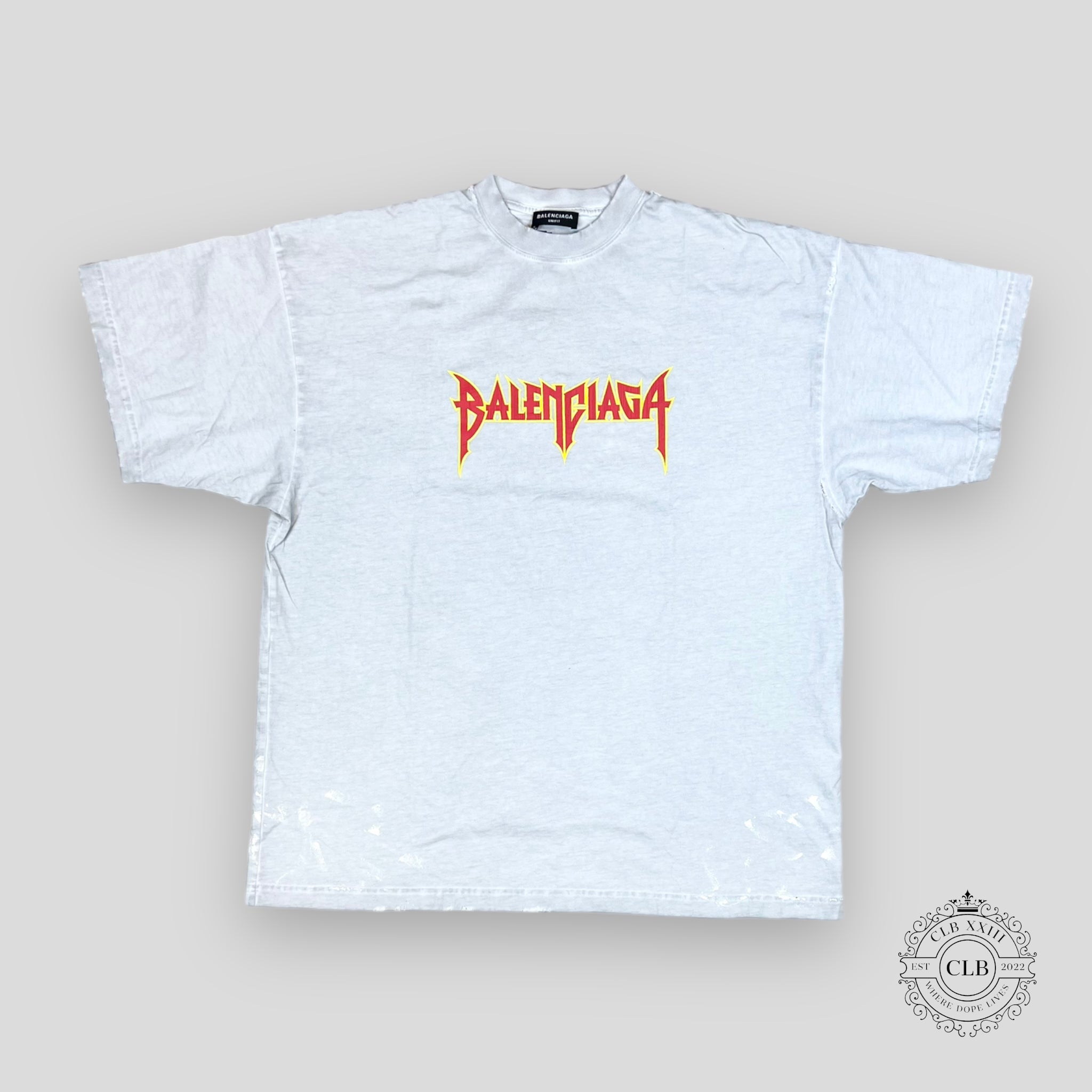 image_ebfc337c-0a12-4c4c-a868-e6a203115b89.jpg Balenciaga Oversized Logo Print T-Shirt in Gray - 图片 1