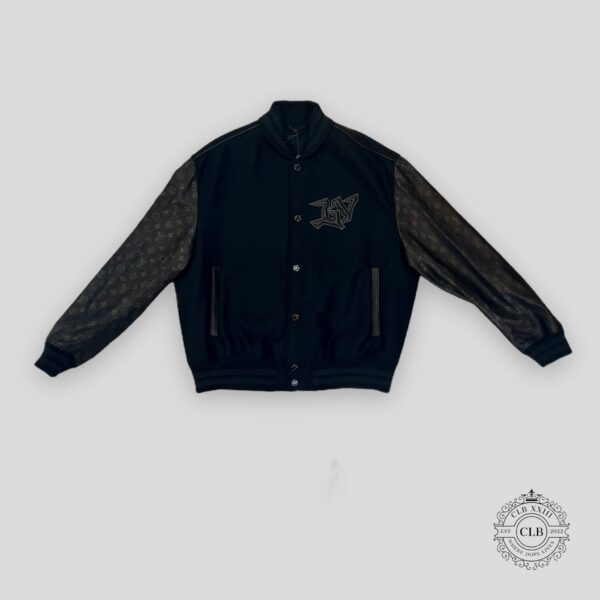 LOUIS VUITTON MONOGRAM EMBOSSED MIX LEATHER BLOUSON - BLACK